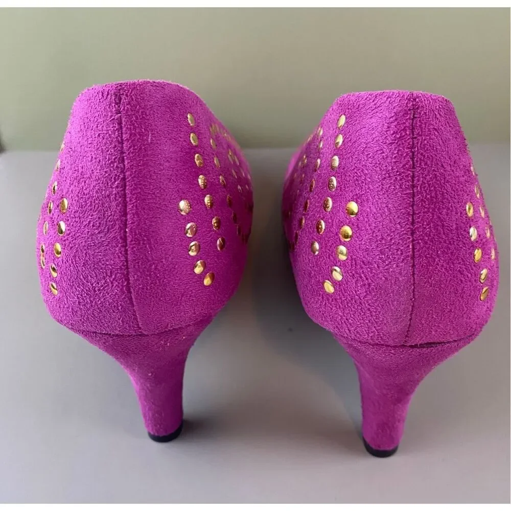 New Boston Proper fuchsia stuuded high heels Size 8.5 - Picture 2 of 7